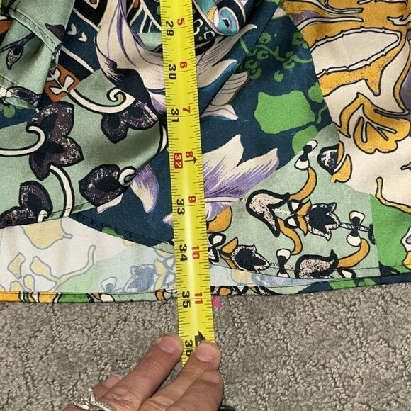 ZARA Patchwork Print Satin Effect Long Sleeve Faux Wrap Dress Sz S EUC - Picture 15 of 16